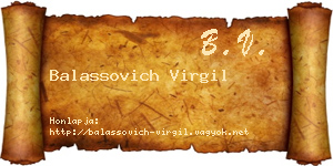 Balassovich Virgil névjegykártya